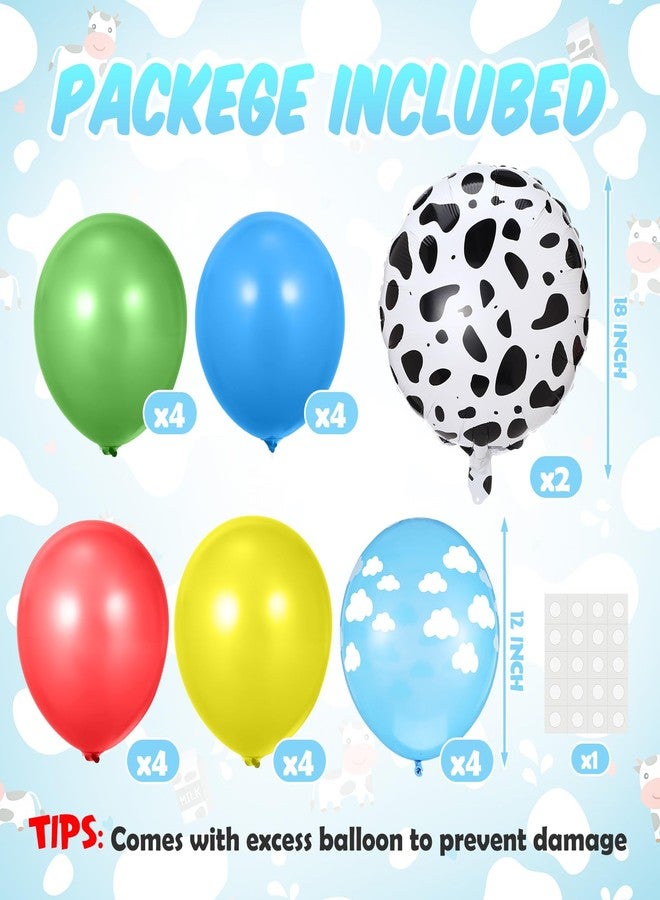 Charnoel 2 Sets Cartoon Birthday Party Decorations Table Centerpiece Red Yellow Blue Balloon Stand Kit with Cloud Cow Print Foil and Latex Balloon for Baby Shower Farm Animals Wedding Supplies - Image 2